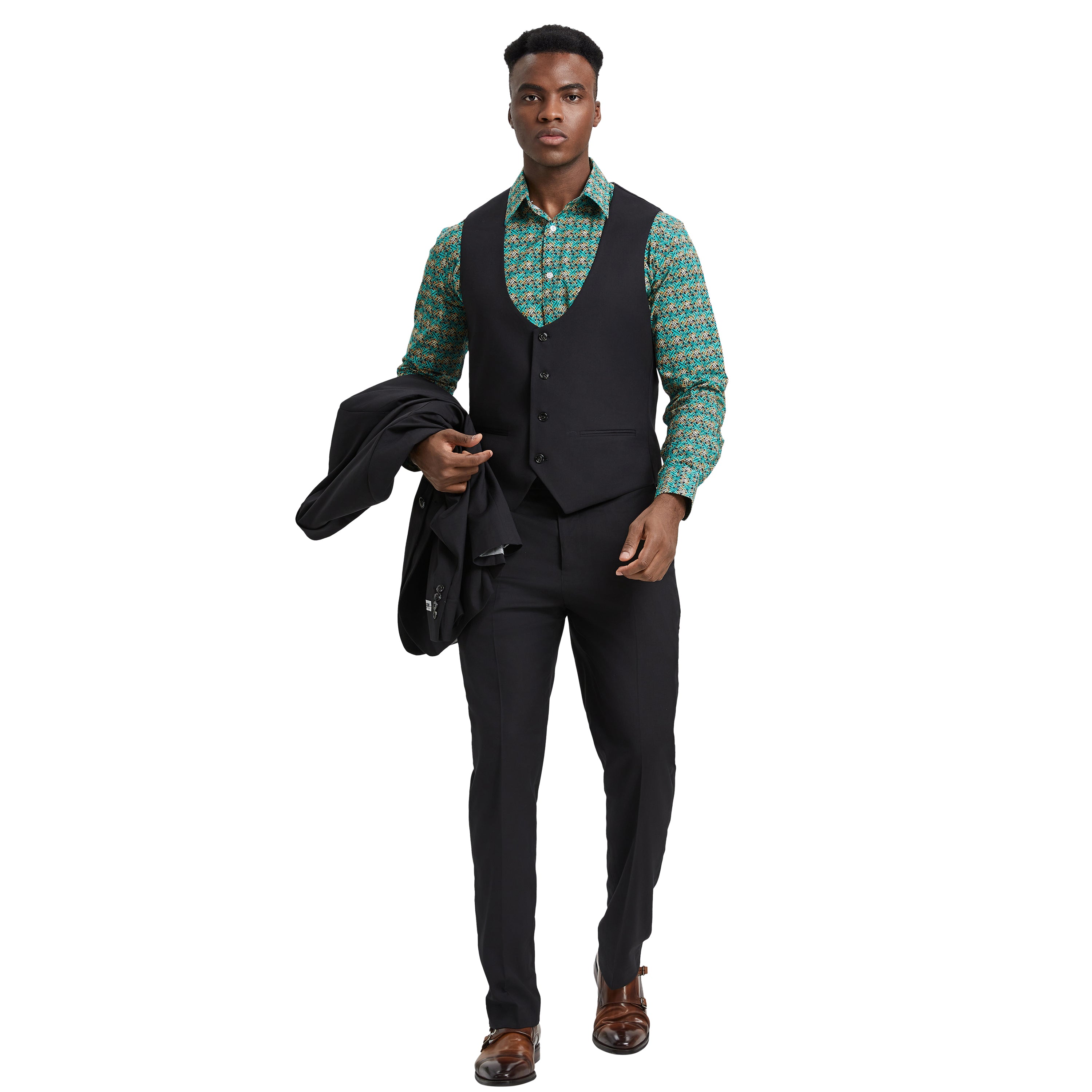 Men's Stacy Adams Hybrid-Fit 3pc Suit Set, Jacket Vest and Pants