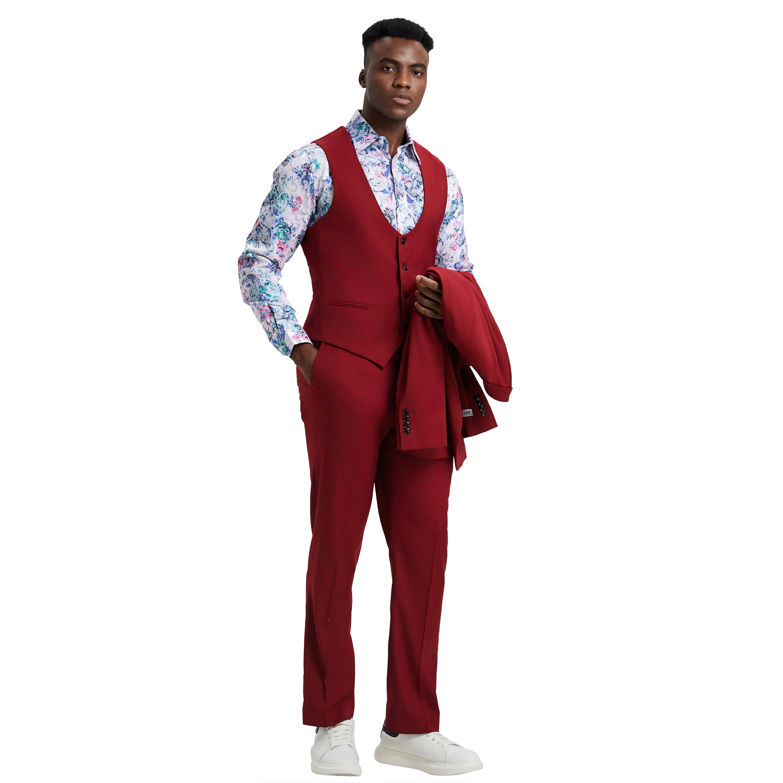 Men's Stacy Adams Hybrid-Fit 3pc Suit Set, Jacket Vest and Pants