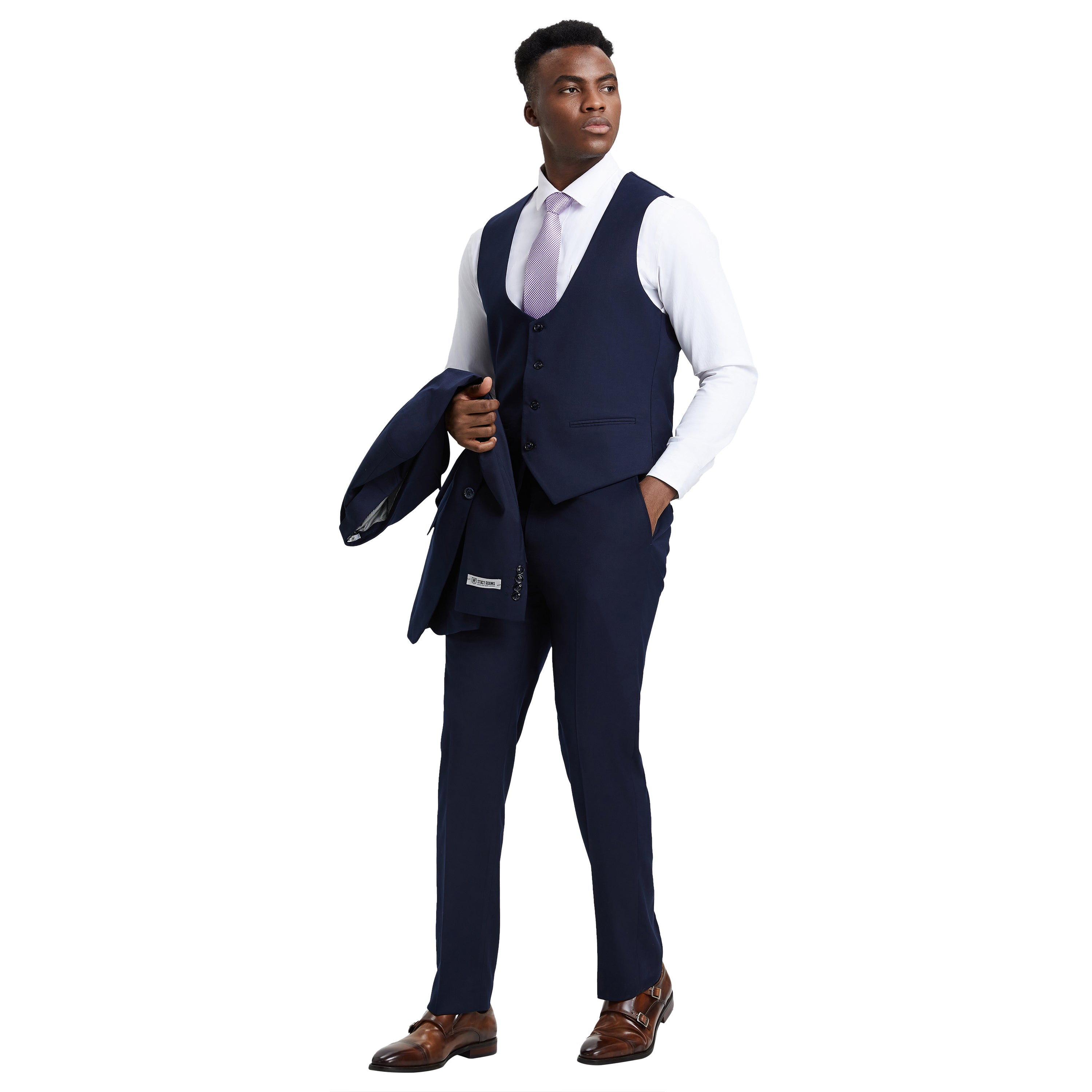 Men's Stacy Adams Hybrid-Fit 3pc Suit Set, Jacket Vest and Pants