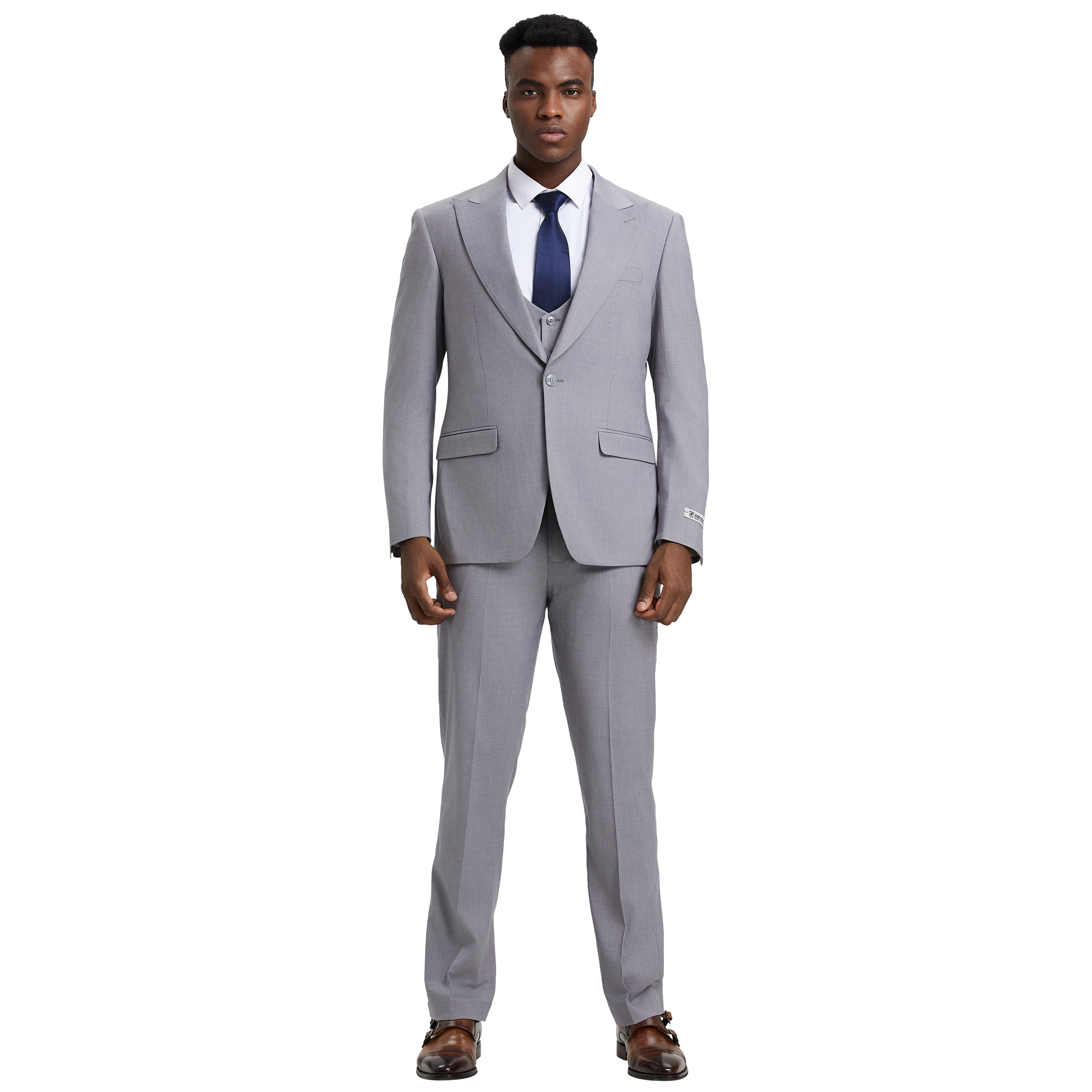 Men's Stacy Adams Hybrid-Fit 3pc Suit Set, Jacket Vest and Pants