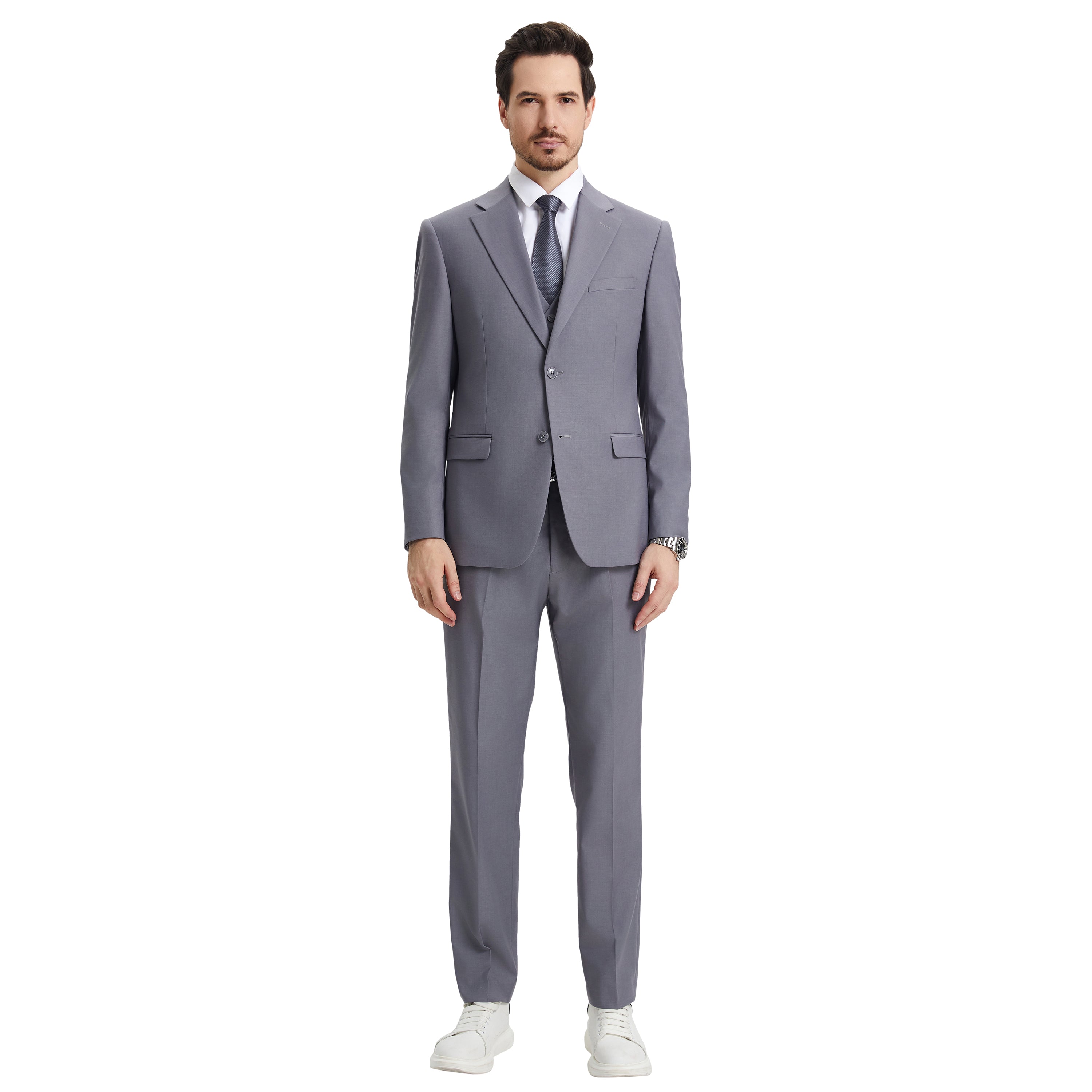 Men's Stacy Adams Hybrid-Fit 3pc Notch Lapel Suit Set, Jacket Vest and Pants