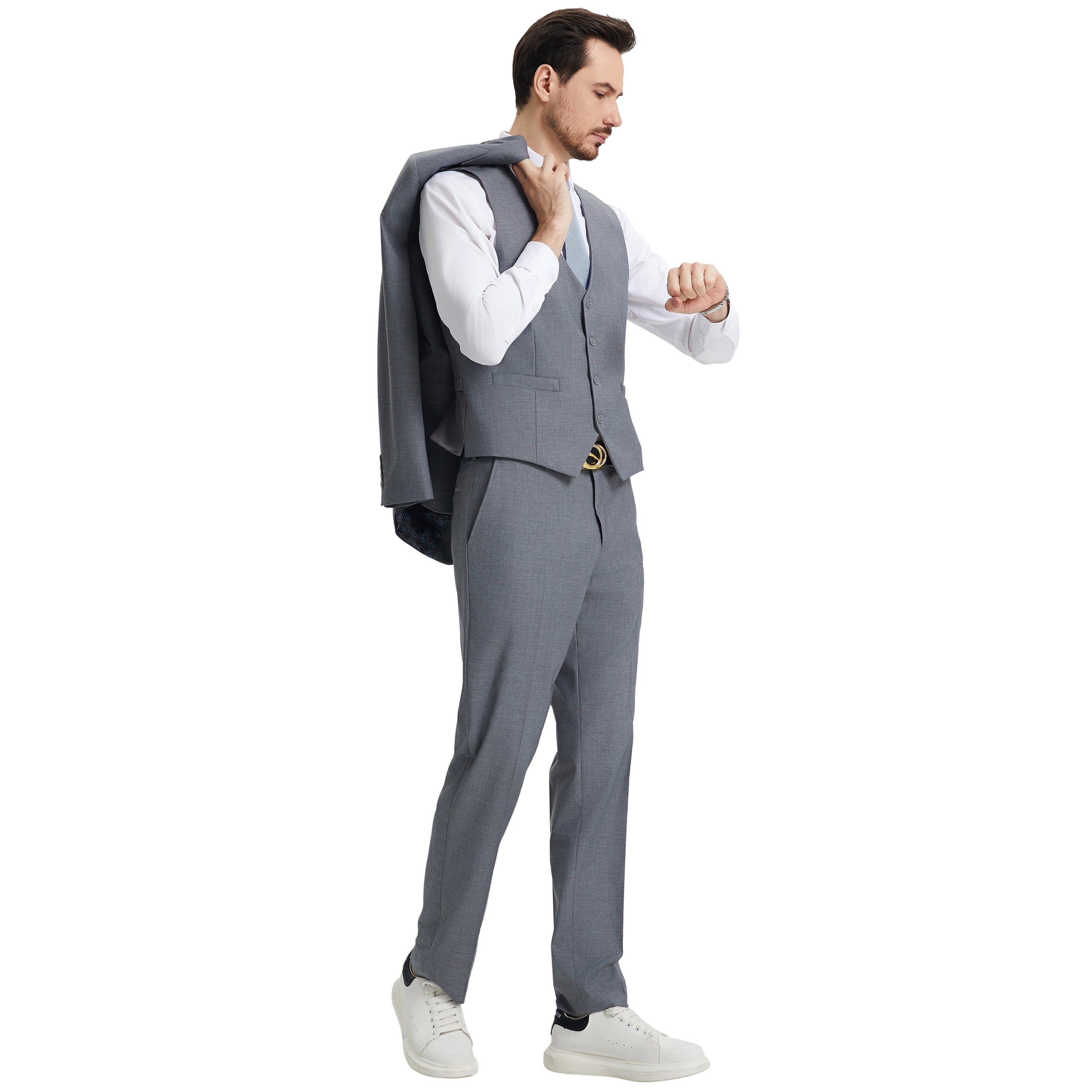 Men's Stacy Adams Hybrid-Fit 3pc Notch Lapel Suit Set, Jacket Vest and Pants