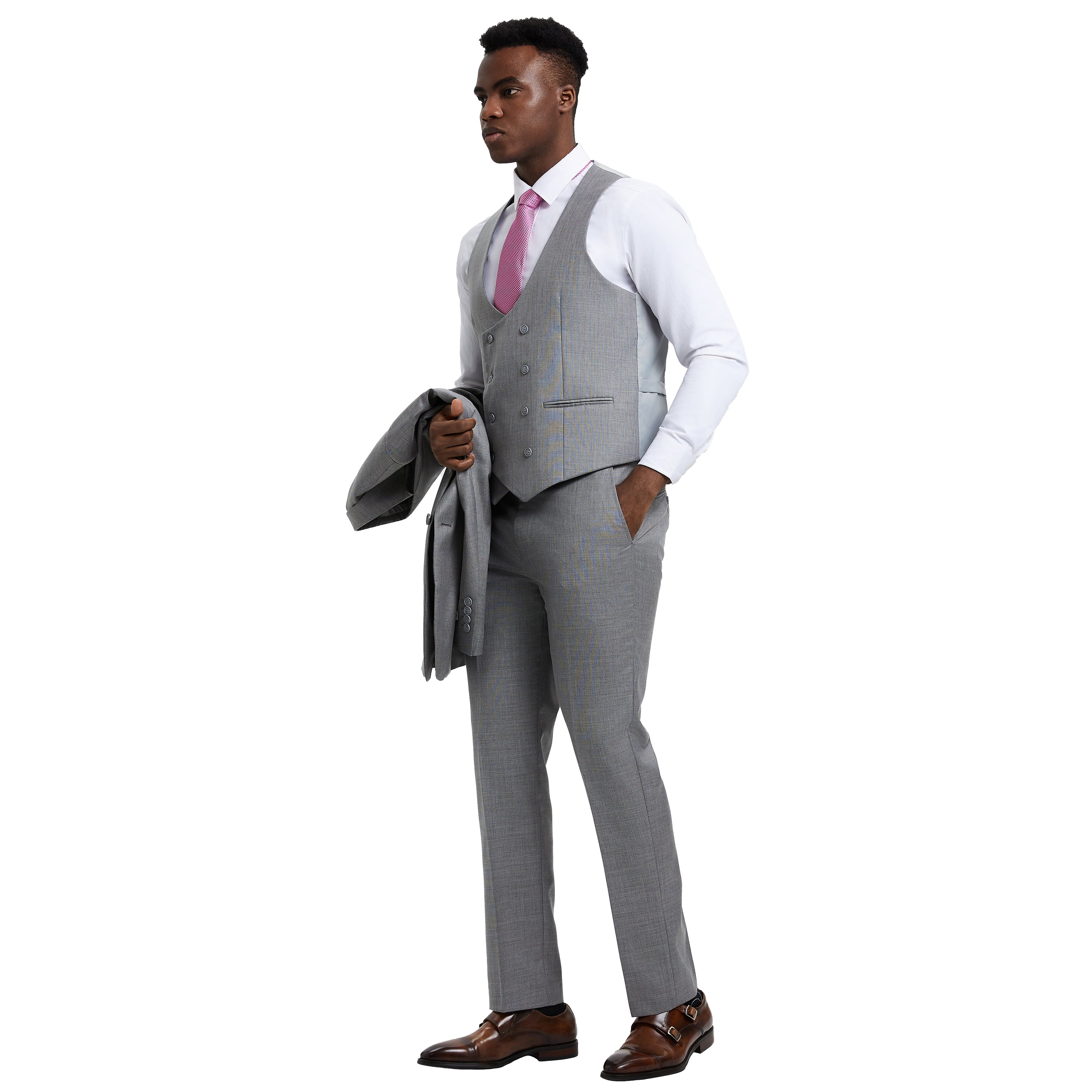 Men's Stacy Adams Sharkskin 3-Piece Suit