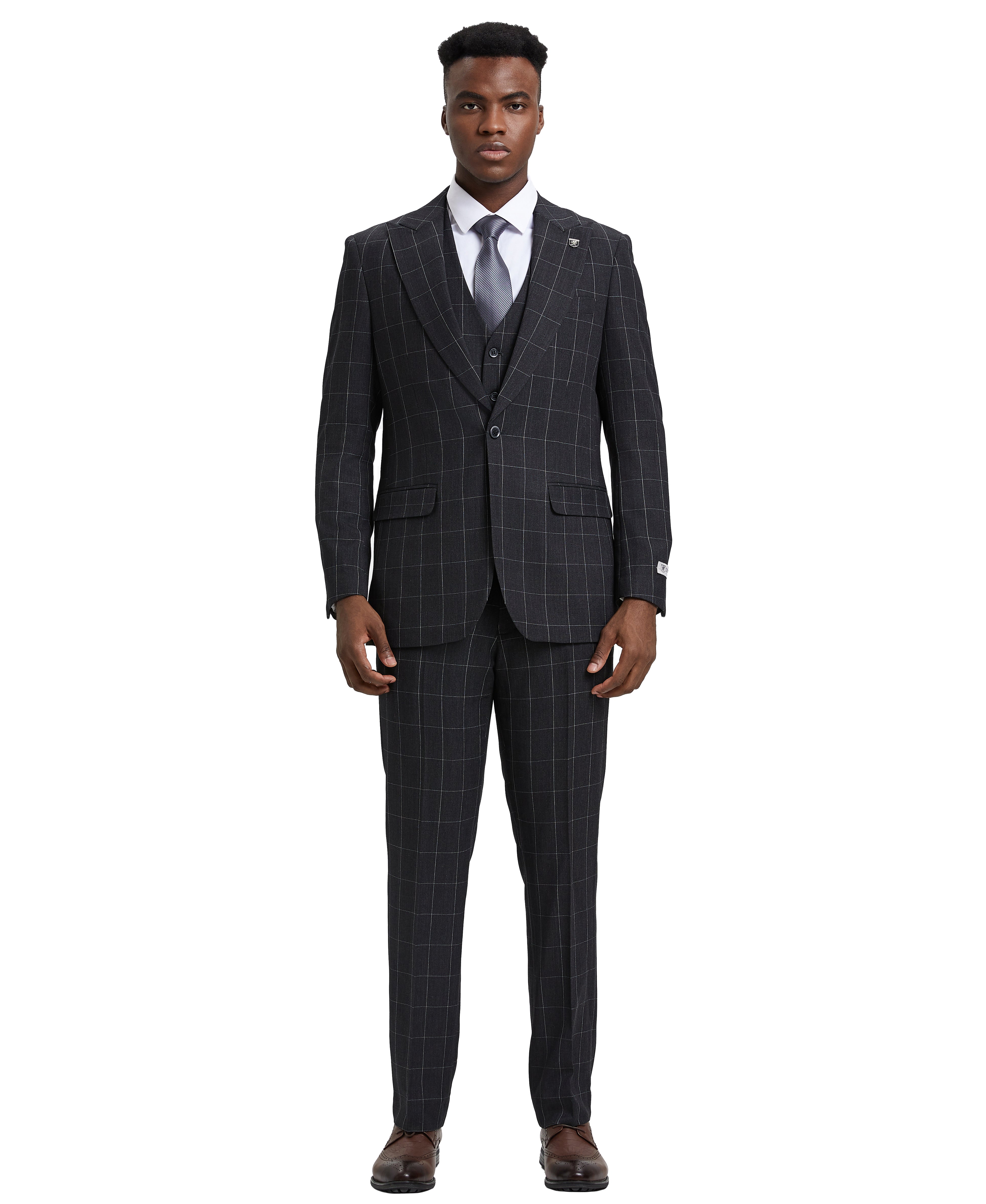 Mens-suit, 3pc, Solid By Stacy Adams