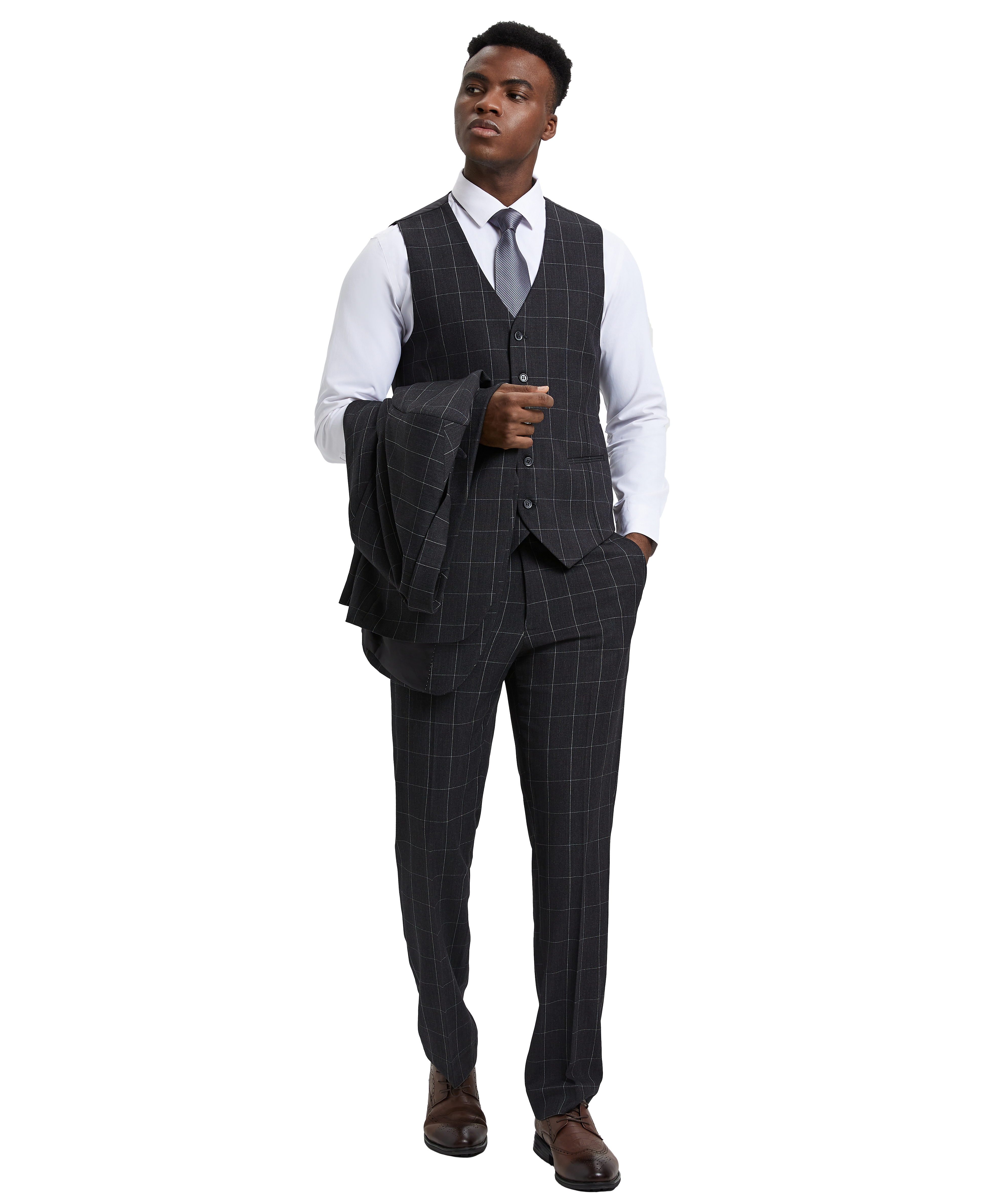 Mens-suit, 3pc, Solid By Stacy Adams