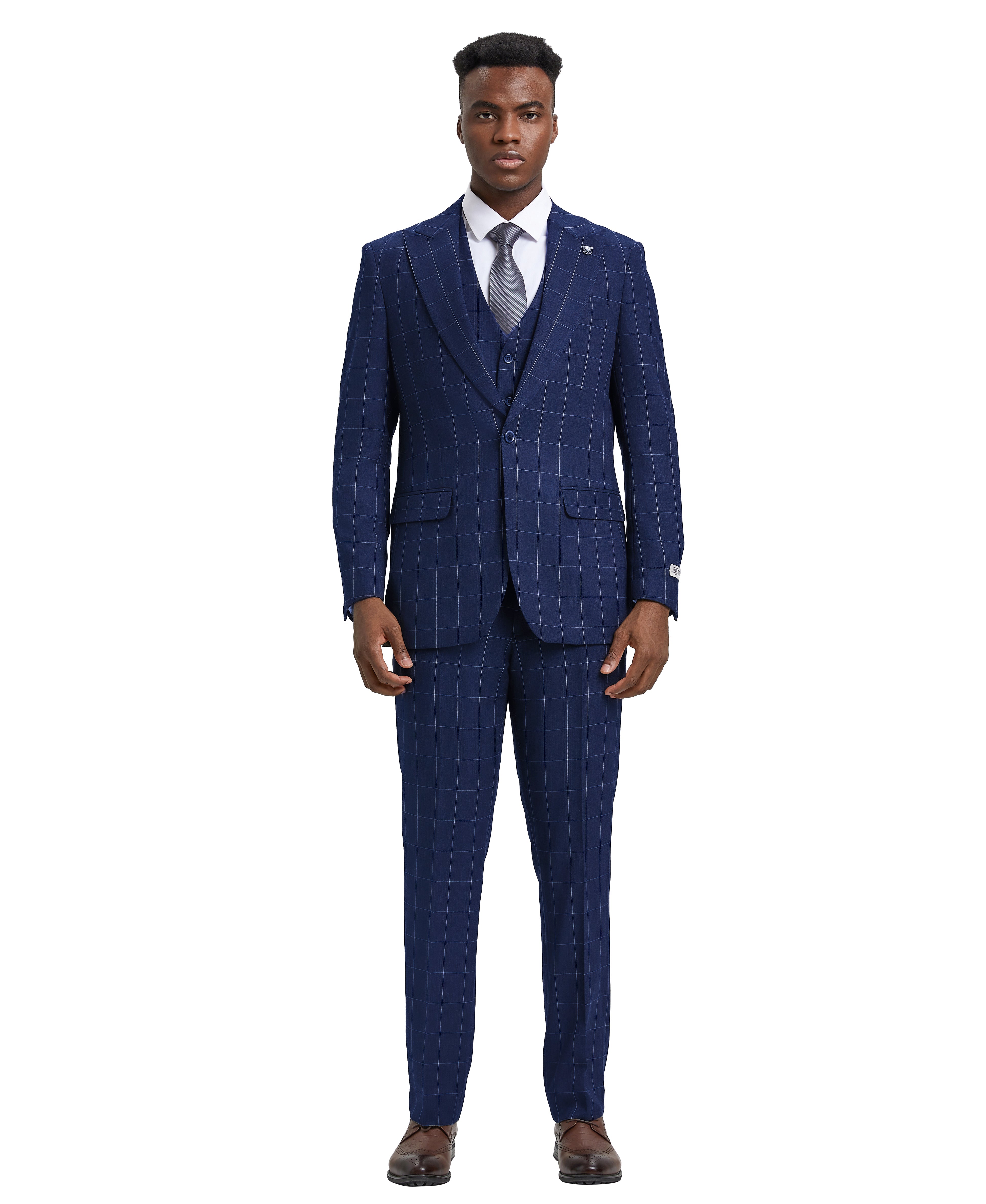 Mens-Suit Windowpane By Stacy Adams