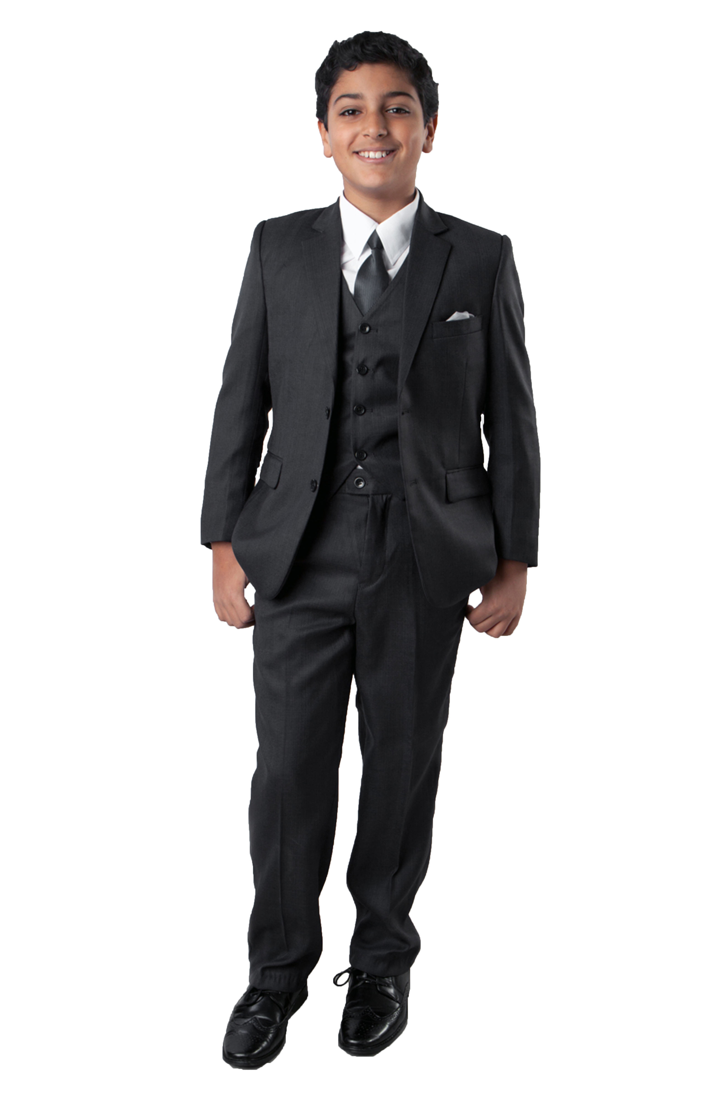 Boys Grey Solid Tazio 5pc Formal Suit B347-02