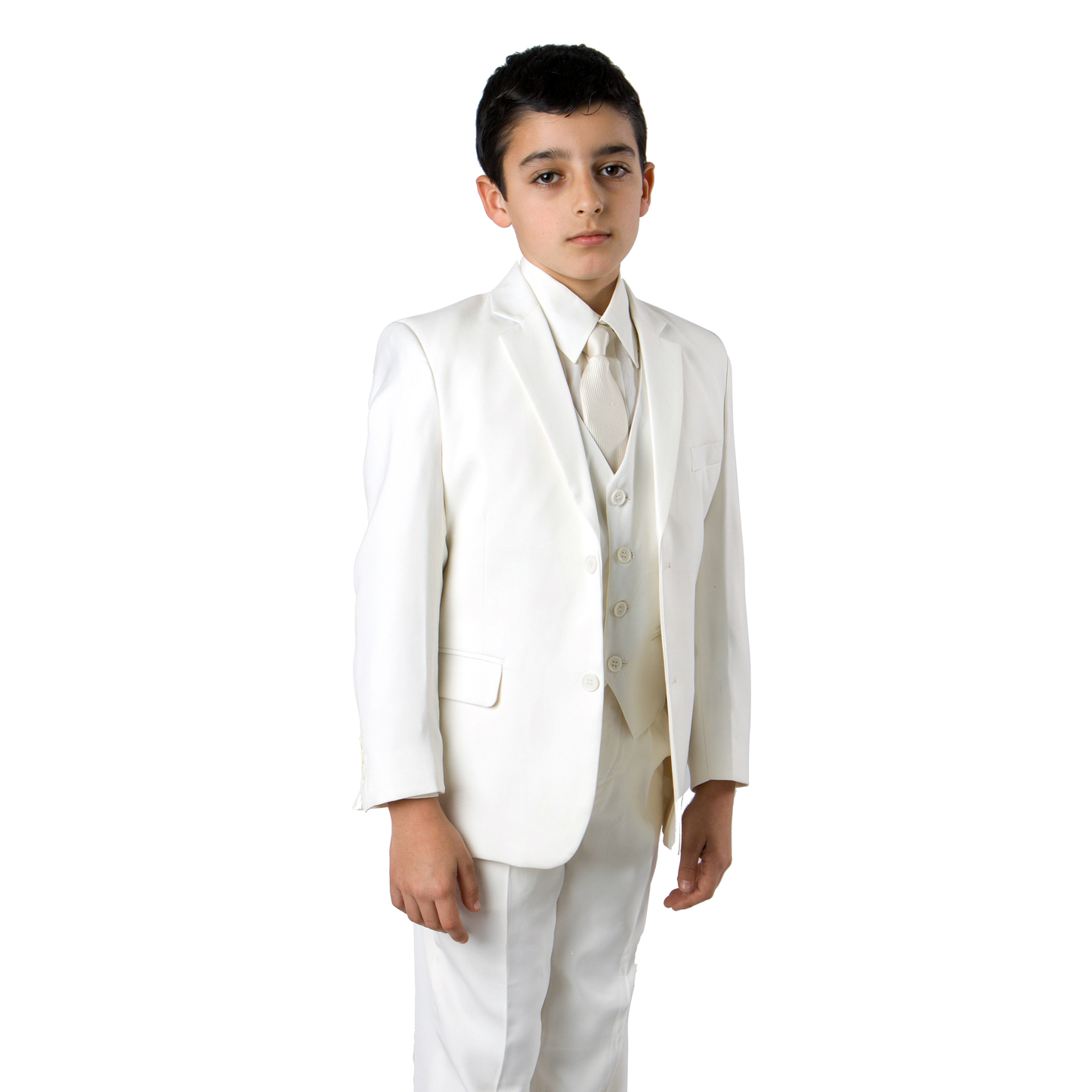Boys Offwhite Solid Tazio 5pc Formal Suit B347-05