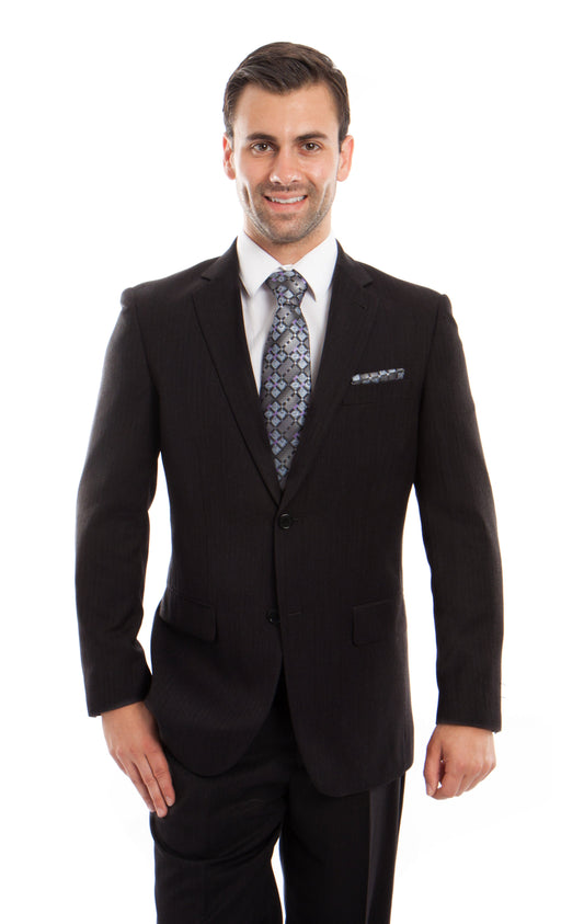 Mens Tazio Black 2pc Pin Stripe Modern Fit Suit M121
