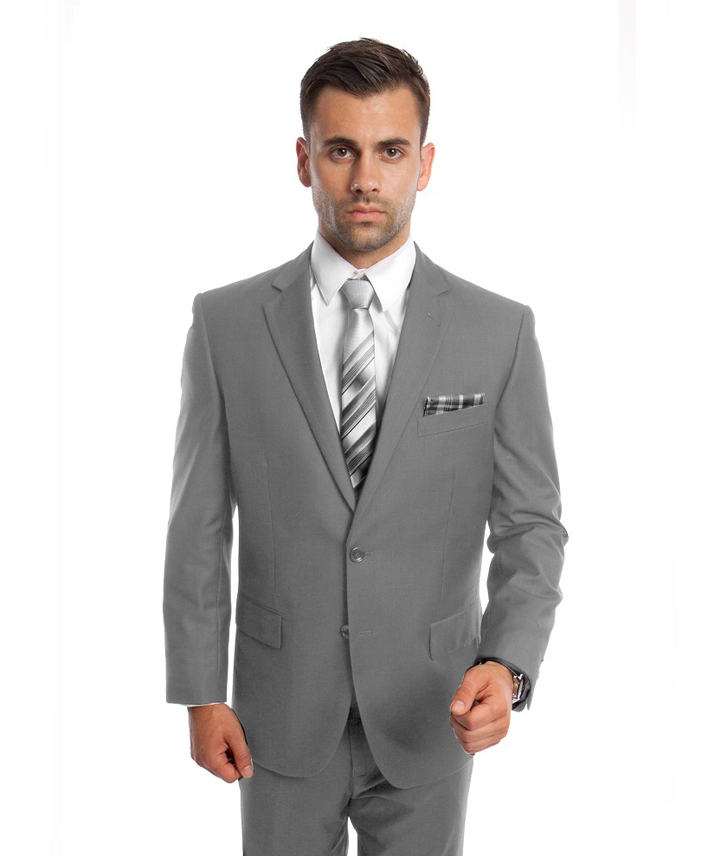 Mens Demantie Light Grey 2pc Modern Fit Suit M202-05