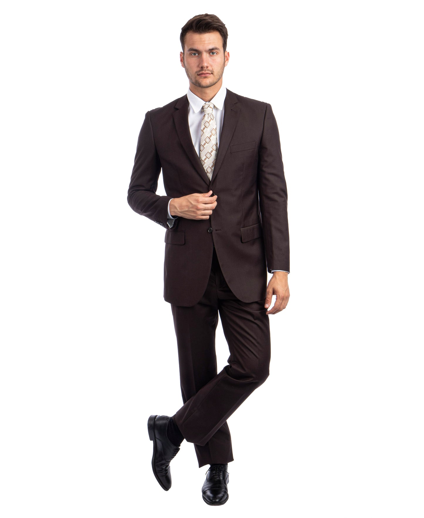 Mens Demantie Chocolate 2pc Modern Fit Suit M202-23