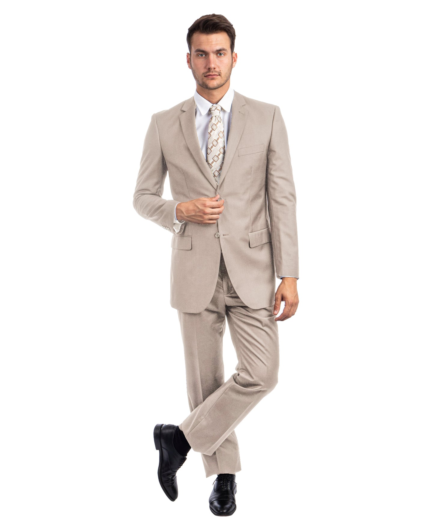 Mens Demantie Tan 2pc Modern Fit Suit M202-34