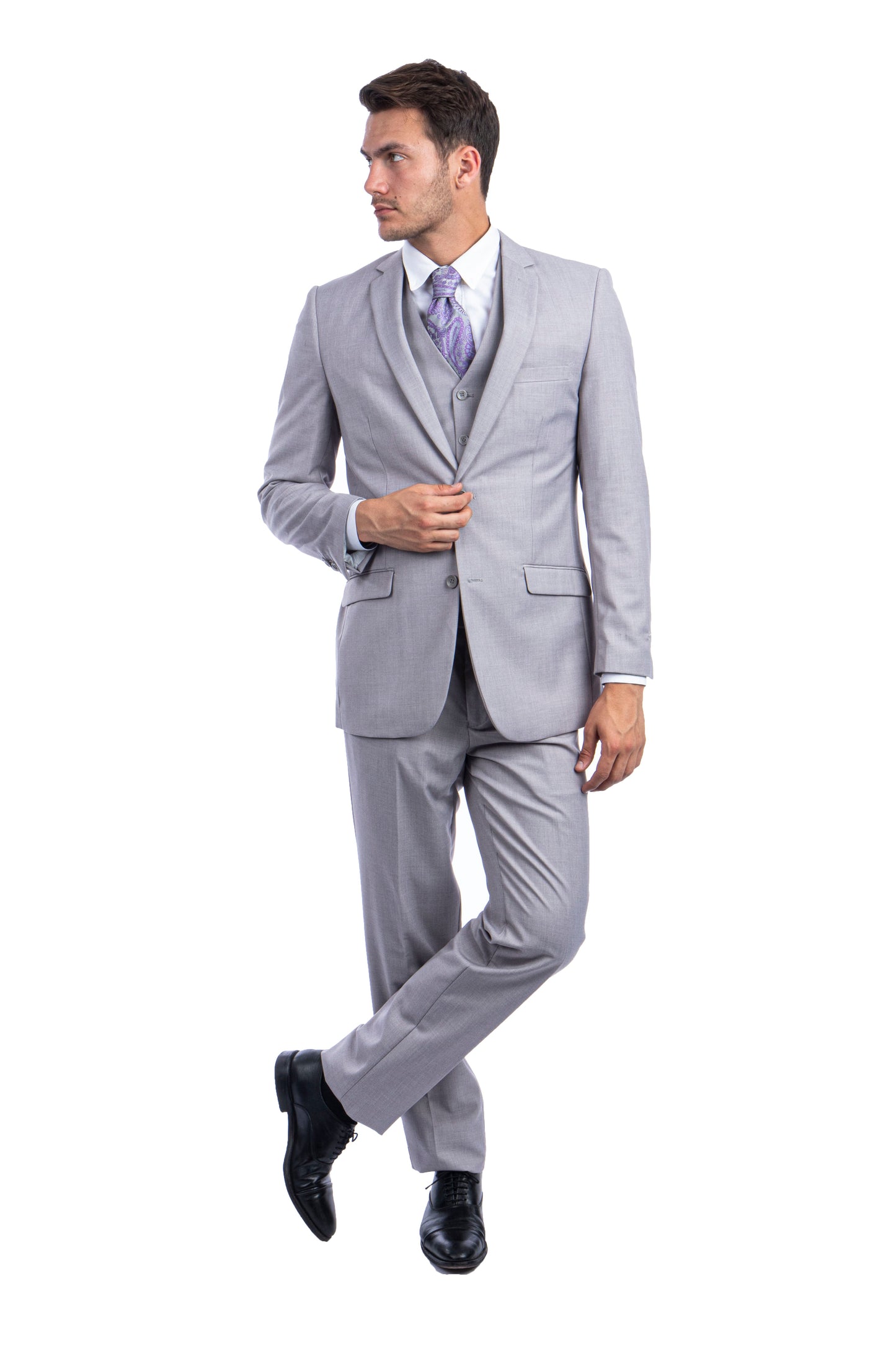 Mens Light Grey 3pc Hybrid Fit Suit M231H