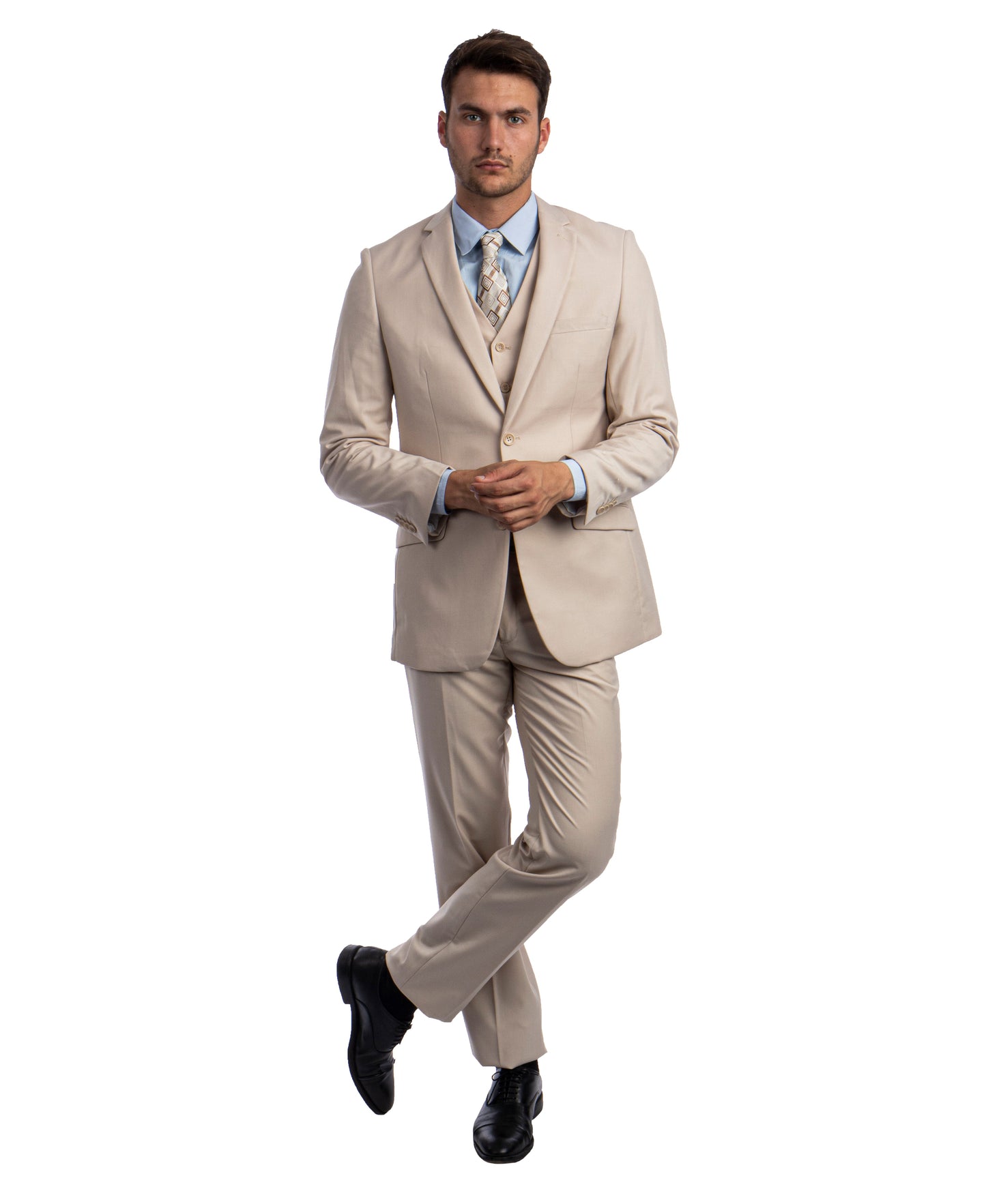 Mens Tan 3pc Hybrid Fit Suit M231H