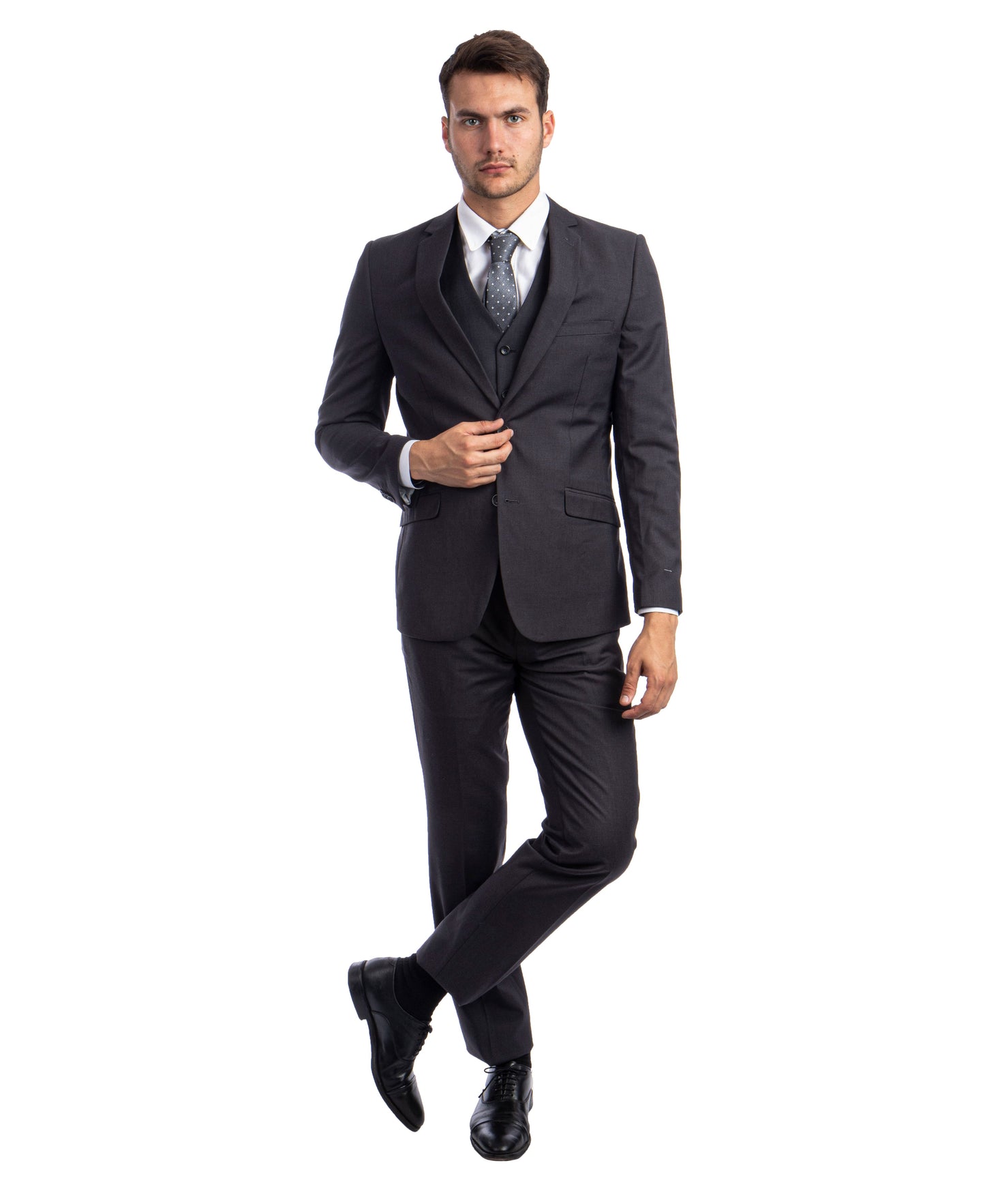 Mens Charcoal 3pc Hybrid Fit Suit M231H