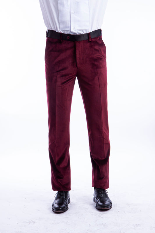 Bryan Michaels Mens Burgundy Velvet Tuxedo Dress Pants MP107H-03