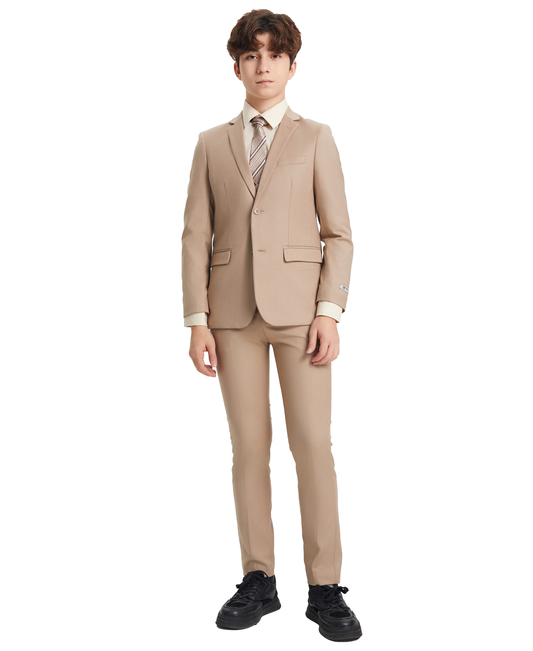 Boys Medium Tan 5 Pc Stacy Adams Suit SB282-07