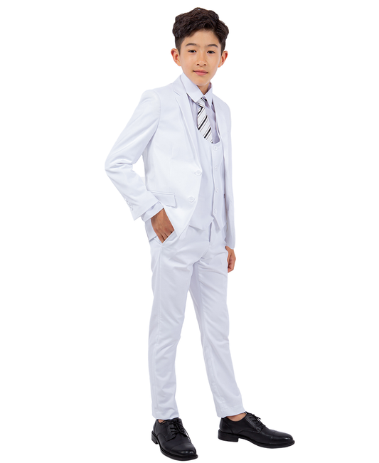 Boys White 5 Pc Stacy Adams Suit SB282-08