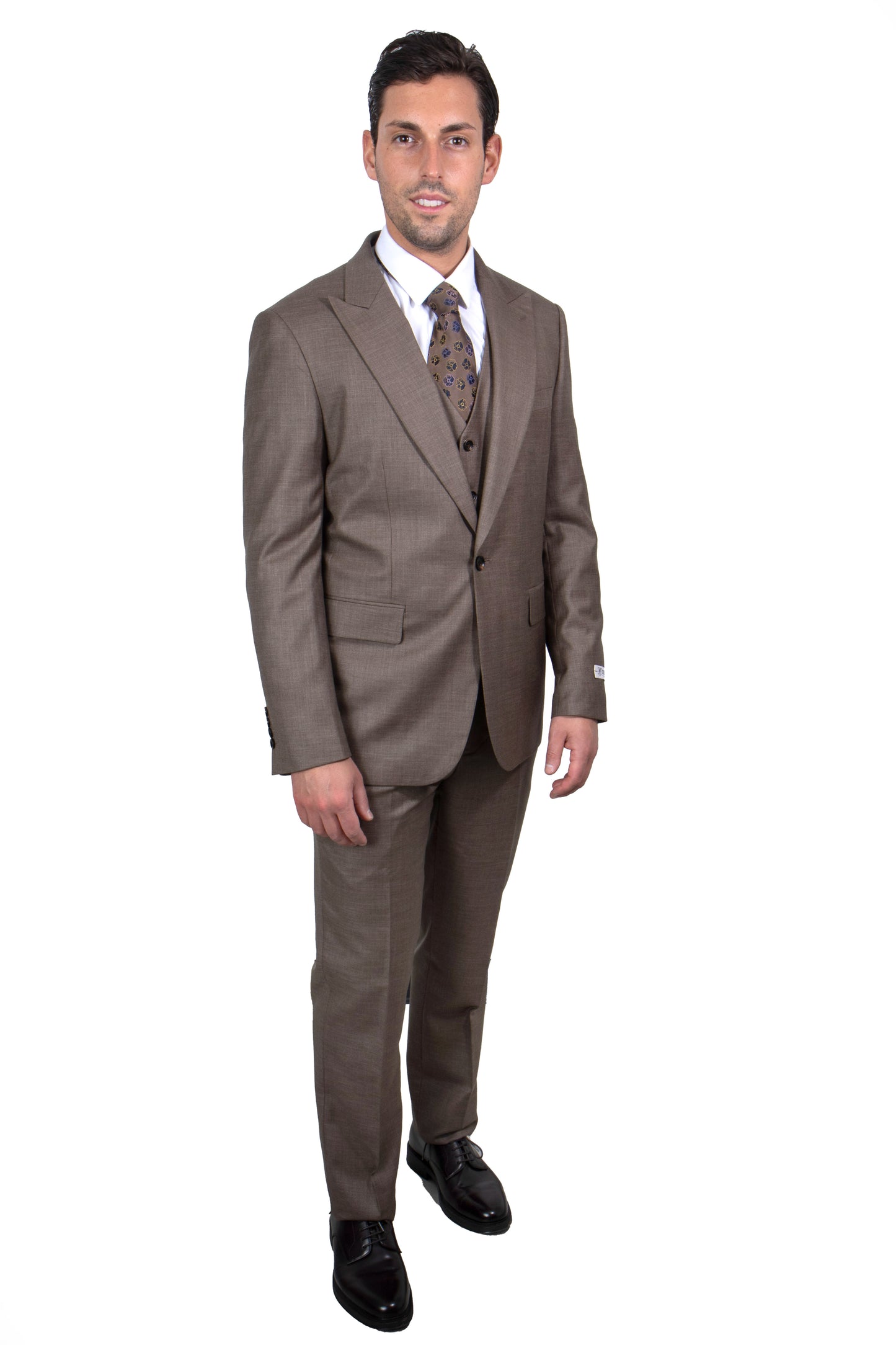 Mens Solid Textured Taupe 3 pc Stacy Adams Suit SM108H1-03